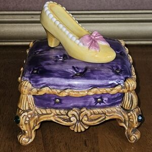 Rare 1995 Fitz & Floyd Cinderella Slipper Trinket Box